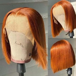 Hurela 13x4 Ginger Copper Red Highlight Straight Lace Front Human Hair Wigs With Baby Hair