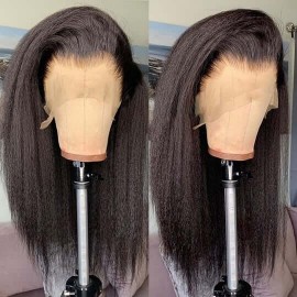 Hurela 13x4 Lace Front Realistic Kinky Straight 120% Density Human Hair Wigs Whatsapp Flashsale