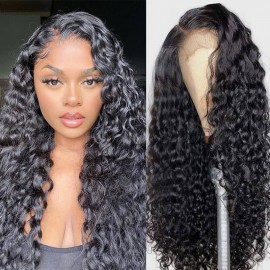 Hurela Pre-plucked Natural Hairline Jerry Curly 13x6 Middle Brown Lace Front Human Hair Wigs 180% Density Member