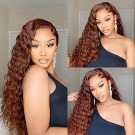 Hurela Reddish Brown Wet And Wavy 13x5 Lace Part Wigs Water Wave Pre-Plucked Human Hair Wigs IG Special Sale