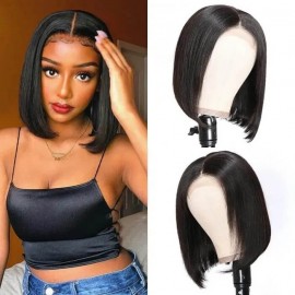 Hurela High Quality 4x4 Lace Closure 13x4 Lace Front Bob Wigs With Baby Hair Short Straight Human Hair 150% Density