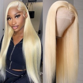Hurela 13x4 Lace Front Wigs Pre Plucked #613 Blonde Straight Human Hair Wigs
