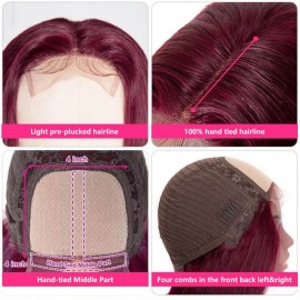 Hurela Lace Part Wig Human Wig Straight Hair 150% Density 99J Color