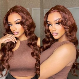 Hurela Reddish Brown Body Wave 13X5 Lace Front Wigs Pre-Plucked With Baby hair IG Special Sale