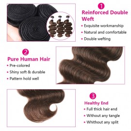 Hurela Cute Brazilian Body Wave Human Hair 3 Bundles Of Hair 8-26 Inch #4 Color