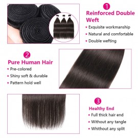 Hurela 1 Bundle Virgin Remy Human Hair Straight Weave Hairstyles Dark Brown #2 Color
