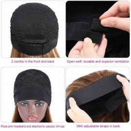 Hurela Headband Wigs Ombre Color Straight Short Bob Wigs Human Hair 1BTL412 Color