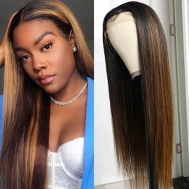 Hurela 13*5 Lace Part Wig Straight Hairstyles Virgin Human Hair Wig 150% Density #FB30 Color