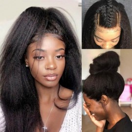 Hurela Kinky Straight Lace part Human Hair Wigs Straight Wigs Natural Color Facebook Special Sale