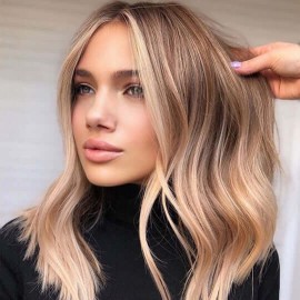 Hurela 13x4 Natural Wave Lace Front Wig With Baby Hair 180% Density Pre-plucked Virgin Human Hair Wigs Color #1B23