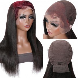 Hurela Cheap 99J Colored Roots Two-tone Hair Colors Straight 13x4 Lace Frontal Wig