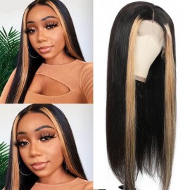 Hurela High Quality Straight Hair #TL27 Lace Part Human Hair Wigs Middle Part 150% Density