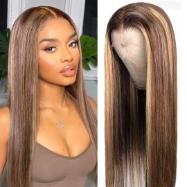 Hurela TL412# Three Part Lace Wigs Human Hair Blonde Highlight Piano Colored Wigs Straight Hair 150% Density Whatsapp Flashsale