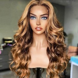 Hurela Blonde Highlight Piano Colored Wigs 13x4 Upgraded Bouncy Body Wave Hair Wigs #TL412