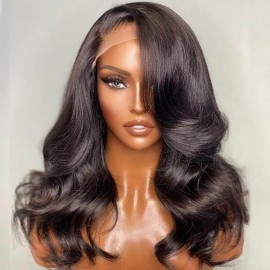Hurela 100% Human All Virgin Hair T Part Wig Pre-pluck Baby Hair Body Wave Hair Lace Part Wig Natural Color 150% Density
