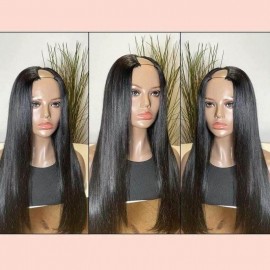 Hurela Long Straight Hair U Part Wig Glueless Human Hair Wigs 1x4 Opening Size 150% Density Natural Color Whatsapp Flashsale