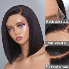 Hurela High Quality 4x4 Lace Closure 13x4 Lace Front Bob Wigs With Baby Hair Short Straight Human Hair 150% Density IAMSHERIKAB Same Hair Member Sale