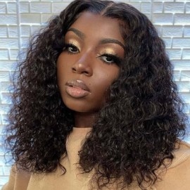 Hurela Wet And Wavy Wig Short Bob 13x5 Lace Part Wig Human Hair 150% Density