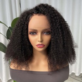 Hurela 13X4 Lace Frontal Short Bob Wig Kinky Curly Human Hair Wig Pre Plucked For Women 150% Density