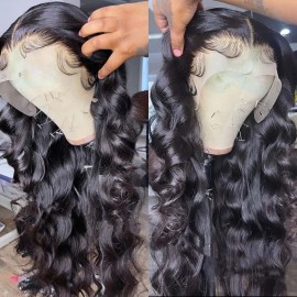 Hurela Body Wave Human Hair Wigs 4x4 Lace Closure Natural Black Color Virgin Hair Wig