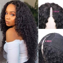 Hurela Cheap Deep Wave V Part Wigs No Leave Out Natural Scalp Protective Upgrade U part Human Hair Wigs