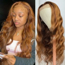 Hurela Highlight Color Body Wave Human Hair Wig 13x4 Lace Front Colored Wigs For Women 150% Density