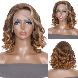 Hurela Ombre Color Natural Wave 13x4 Lace Front Wig With Baby Hair 180% Density Pre-plucked Virgin Human Hair Wigs