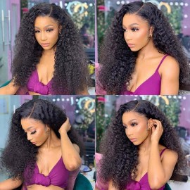 Hurela Kinky Curly 5x5 HD Lace Wigs 180% Density Lace Closure Wigs Pre Plucked
