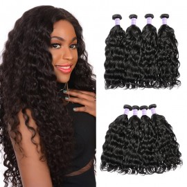 Hurela Hair 4 Bundles Deals Peruvian Natural Wave Weave Hair Unprocessed 7A Virgin Hair