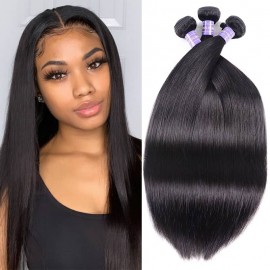 Hurela Brazilian Straight Human Hair Weave 3 Bundles Remy Human Hair Natural Black Color Crazy Flash Sale