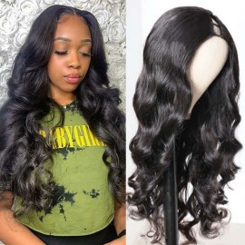 Hurela Cheap U Part Wig Body Wave Beginner Friendly Human Hair Wigs 150% Density Natural Color