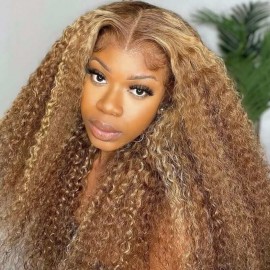 Hurela Highlight Wig T Part Wig Jerry Curly Hair Lace Wig TL412 Color 150% Density The Same Hair With AlwaysAmeera