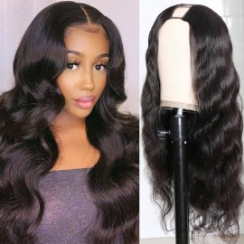 Hurela U Part Wig Re'bianaSymone Recommends Human Hair Wigs Body Wave Hair 150% Density Natural Color