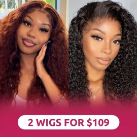 Hurela 2 Wigs For $109-Hurela #Ginger 30 Color Jerry Curly Wigs16inch & 12 Inch U part curly wig