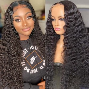 Hurela 13x4 Lace Front Deep Wave Pre-plucked Virgin Human Hair Wigs With Baby Hair 150% Density