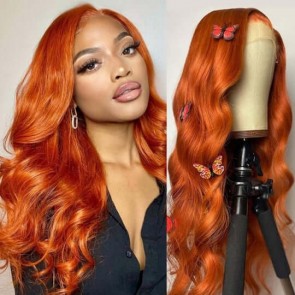 Hurela Cheap Cinnamon Hair Colored 13x4 Lace Front Wigs Body Wave Ginger Wigs 150% Density