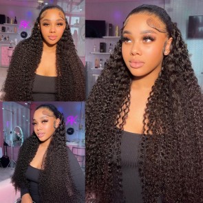 Hurela Cheap 4x4 Lace Front Realistic 13x4 Lace Closure Kinky Curly Human Hair Wigs