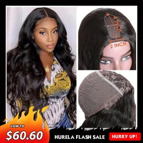 Hurela Cheap U Part Wig Body Wave Beginner Friendly Human Hair Wigs 150% Density Natural Color Crazy Flash Sale