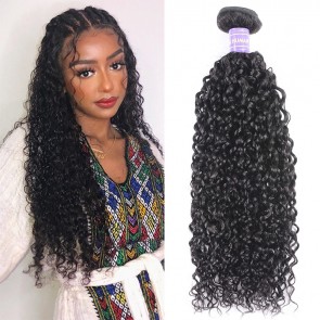 Hurela 1PC Curly Weave Bundle Virgin Remy Human Hair Natural Color