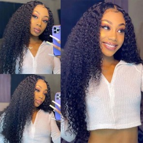 Hurela Hollow Net V Part Jerry Curly V Part Wig Small Cap Human Hair Wig No Leave Out Glueless Upgrade U Part Wigs