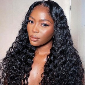 Hurela 13x4 Lace Front Human Hair Wigs Deep Curly Wave 150% Density Wavy Lace Front Wigs
