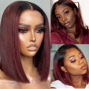 Hurela Short Bob Wig Lace Closure Wigs 4x4 Bob Wig Remy Straight Brazilian Human Hair Wigs for Women