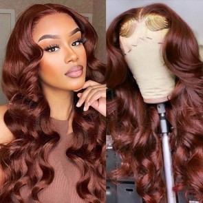 Hurela 13X4 Lace Front Wigs With Baby Hair Body Wave Dark Auburn Human Hair Wigs Color #33B 150% Density Get TheHeartsandCake90s' SAME HAIR