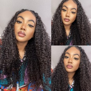 Hurela V Part Wig Jerry Curly Wigs Human Hair Beginner Friendly Upgrade U Part Wig No Lace Natural Color