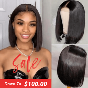Hurela Limited Stock-13x5x0.5 Bob T Part Lace Front Human Hair Wigs for Women 150% Density Black Wig Facebook ad Special Sale
