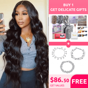Hurela V Part Body Wave Wig No Leave Out Free Part Upgrade U Part Human Hair Wig Natural Color