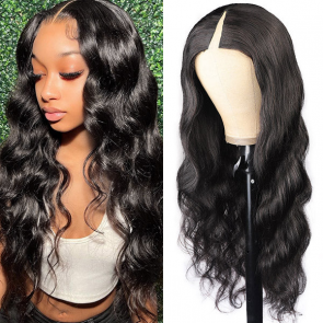 Hurela Cheap U Part Wig Body Wave Beginner Friendly Human Hair Wigs 150% Density Natural Color