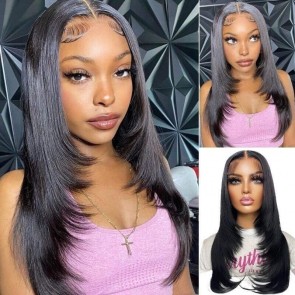Hurela High Quality Straight 13x4 Lace Front Wig 100% Remy Human Hair Wig 150% Density