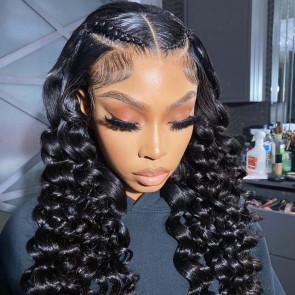 Hurela Baby Hair T Part 13X4 Lace Front Wigs Loose Deep Wave Pre Plucked Human Hair Wigs With Baby Hair Facebook ad Special Sale