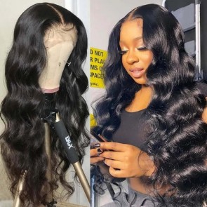 Hurela Cheap Natural Hairline 13x4 Swiss HD Lace Wigs Body Wave Hair 180% Density